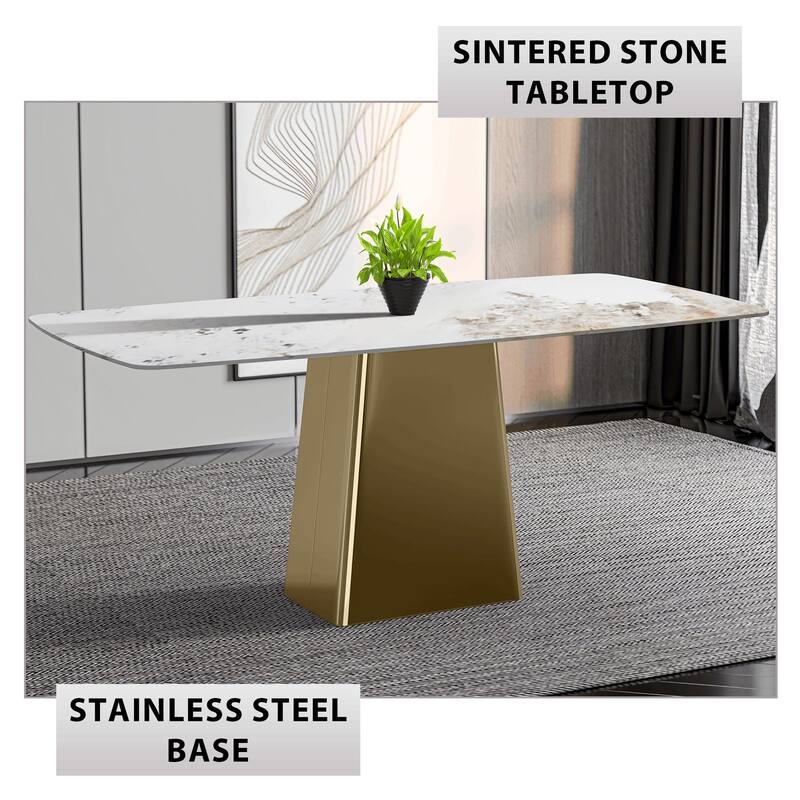 Quinix Rectangular Dining Table with Sintered Stone/Glass Top