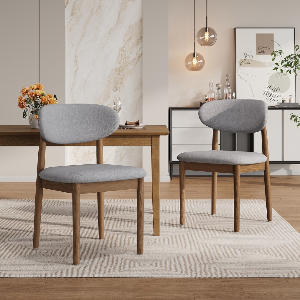 Christopher Knight Home - Caelum Upholstered Rubberwood Dining Chair with Solid Wood Legs