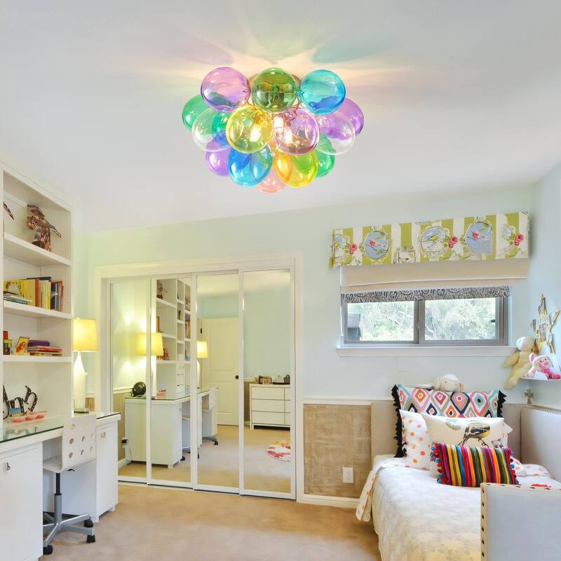 Colorful Glass Bubble Ball Swirled Glass Chandelier - Multicolor