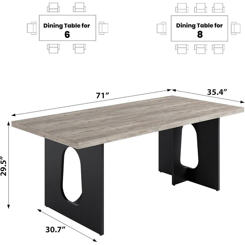 71" Long Kitchen Dining Table for 6-10 People for Kitchen, Conference Room, Home