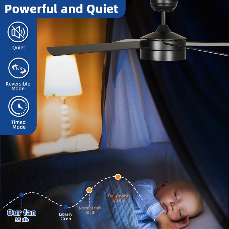 48 Inch 4 Blades Ceiling Fans with Light and Remote Control & App Control