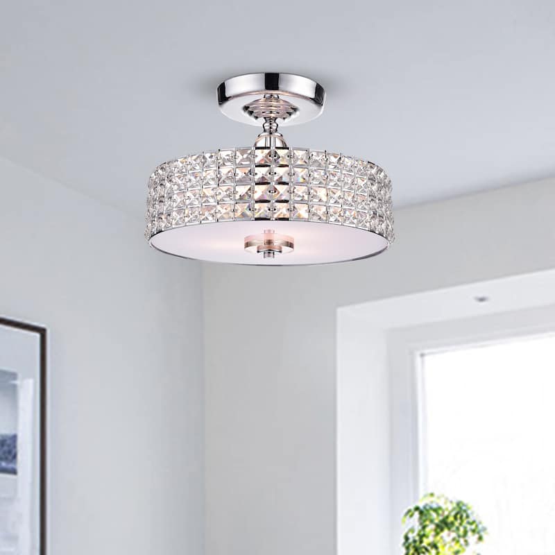 Lesath 3 - Light Shaded Drum Semi Flush Mount