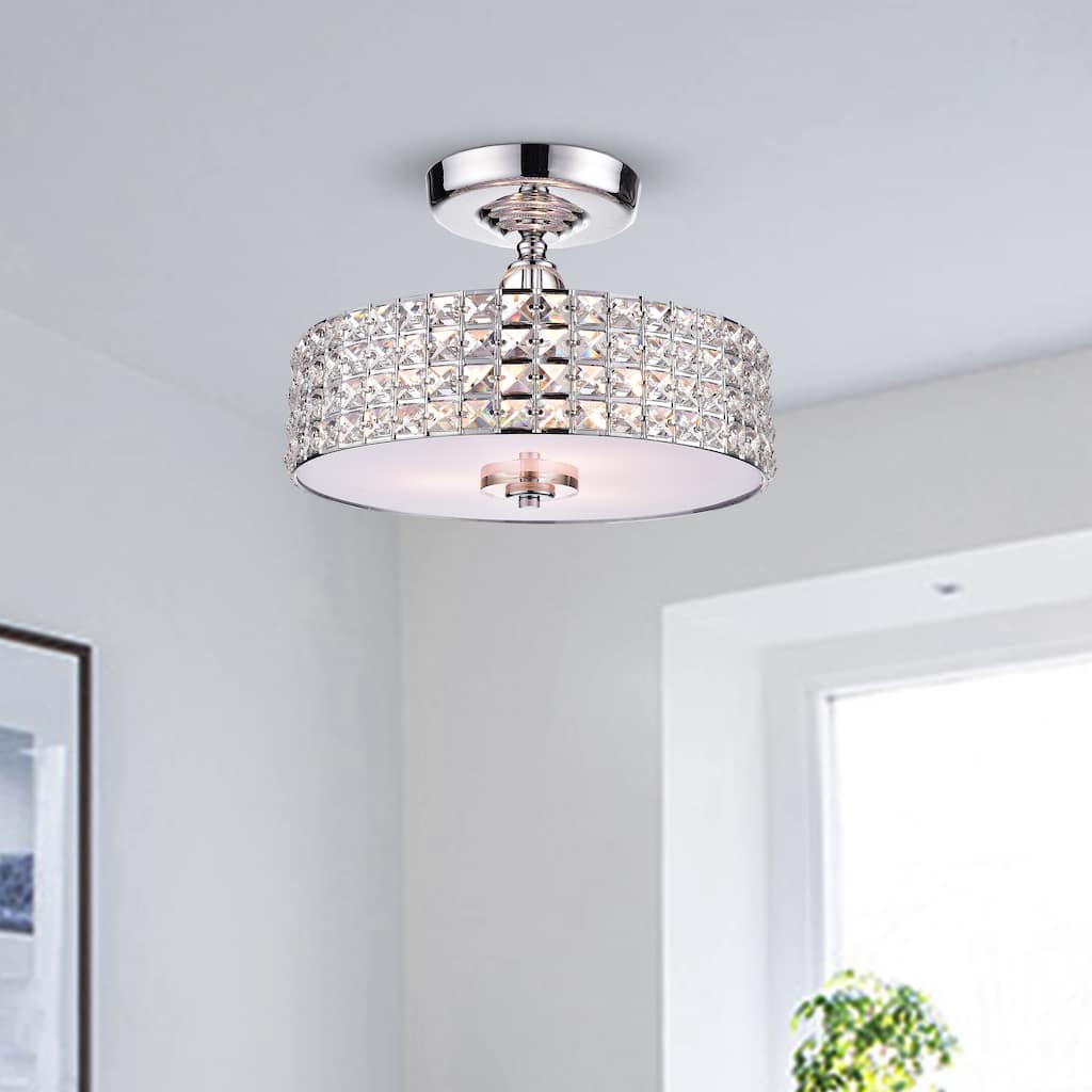 Lesath 3 - Light Shaded Drum Semi Flush Mount