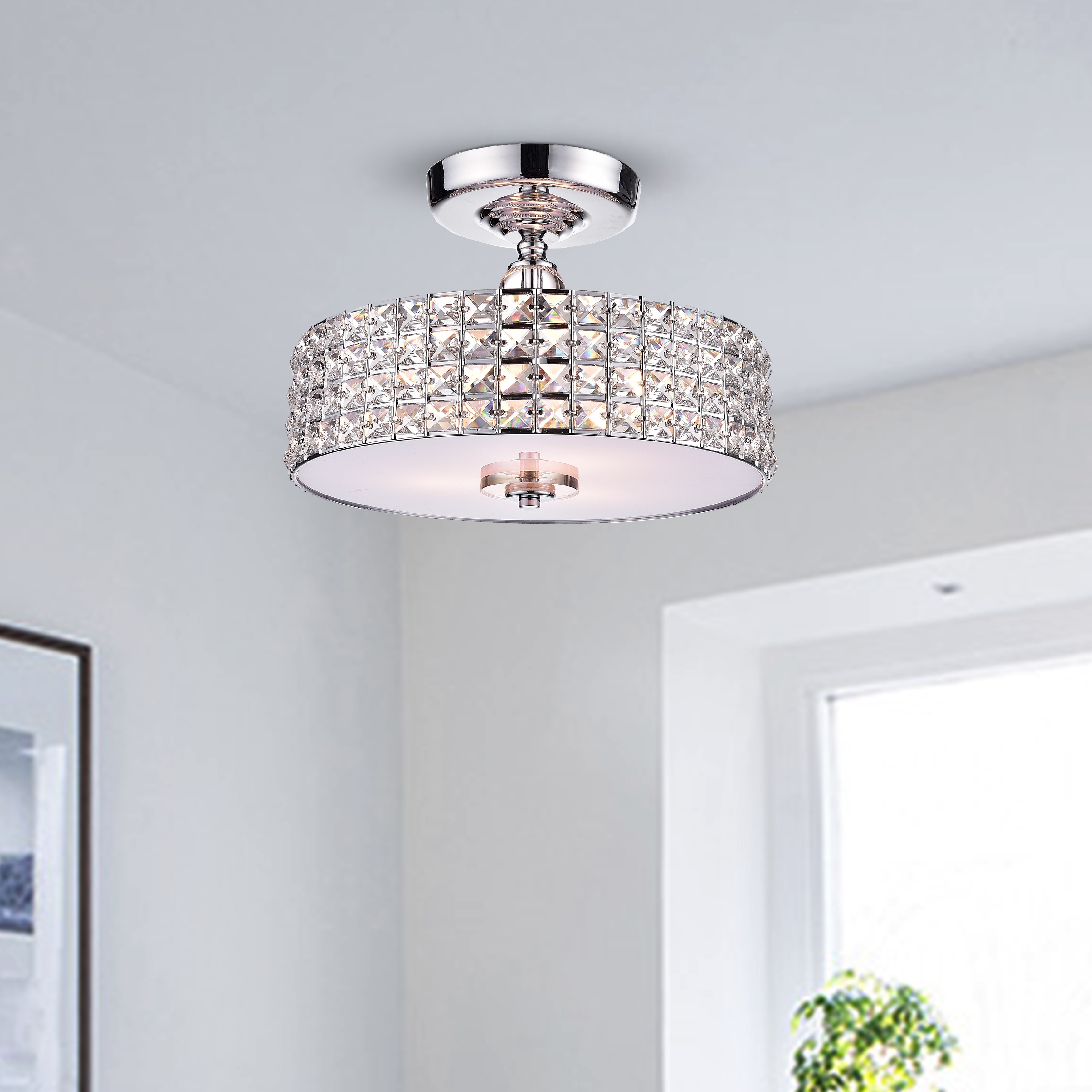Lesath 3 - Light Shaded Drum Semi Flush Mount