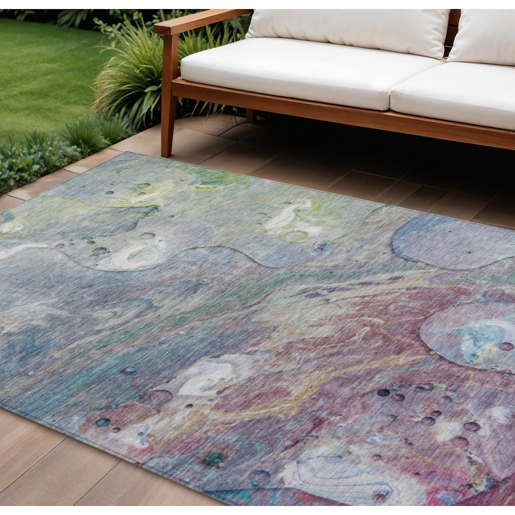 HomeRoots Abstract Transitional Rectangle Outdoor Rug