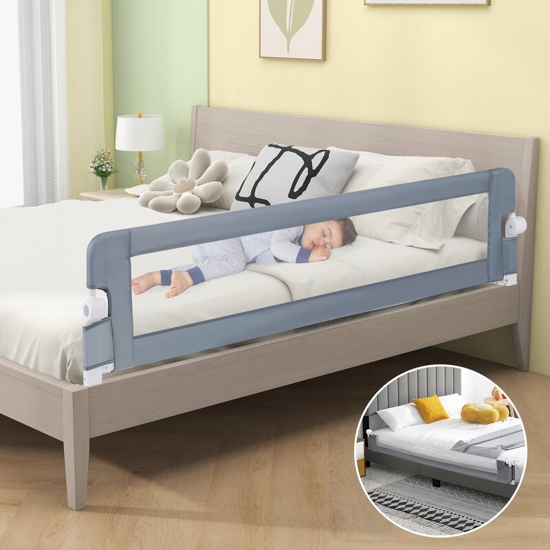 Gymax 71'' Toddler Foldable Bed Rail w/ Adjustable Safety Strap