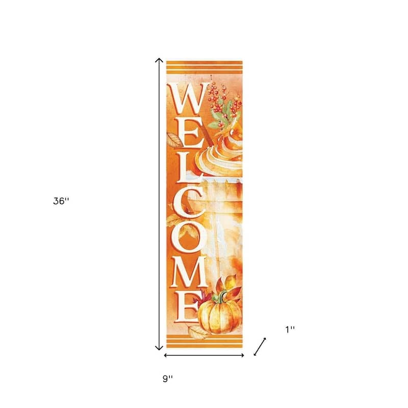 HomeRoots 36" Orange Solid Wood Welcome Leaves Porch Sign