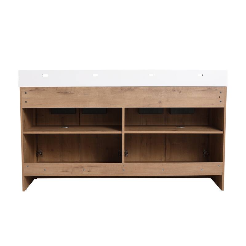 BNK 24/30/48/60 inch Freestanding Resin Sink Bathroom Vanity with Soft Close Door and Adjustable Shelf