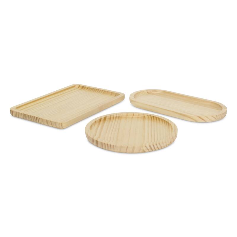 Kishen Ridge Rectangular Natural Wood Glossy Tray