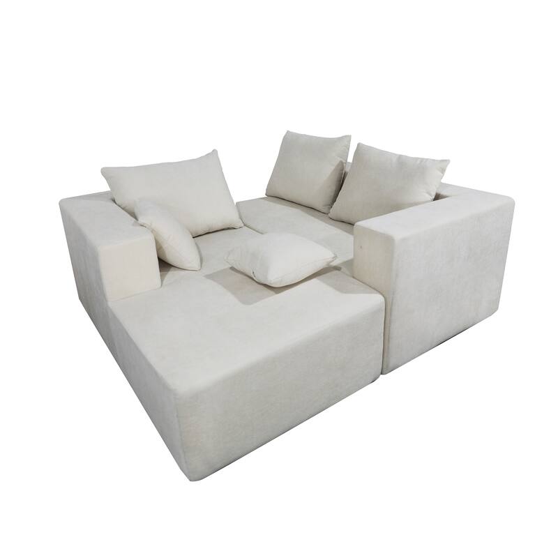 Beige Fabric & Foam Sofa and Sofa Bed, 107x39x26 inches, 166 lbs, Multi Combinations