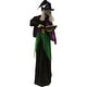 preview thumbnail 7 of 7, 6-ft. Standing Witch, Indoor/Covered Outdoor Halloween Decoration, LED White Eyes, Poseable, Magda the Mad