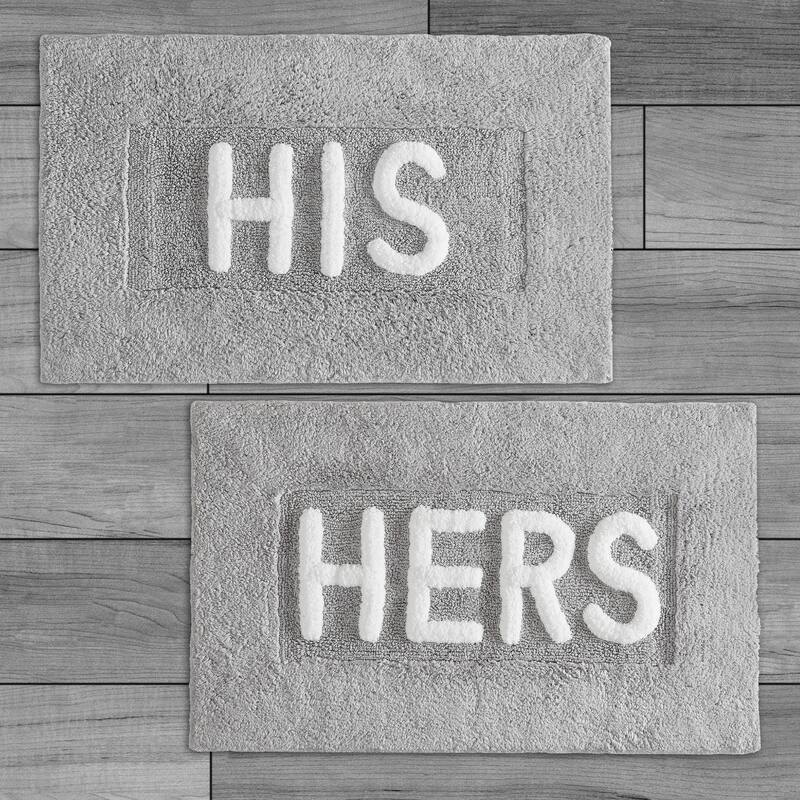 Jean Pierre HIS & HERS Cotton 2-Piece Bath Rug Set - Glacier Grey