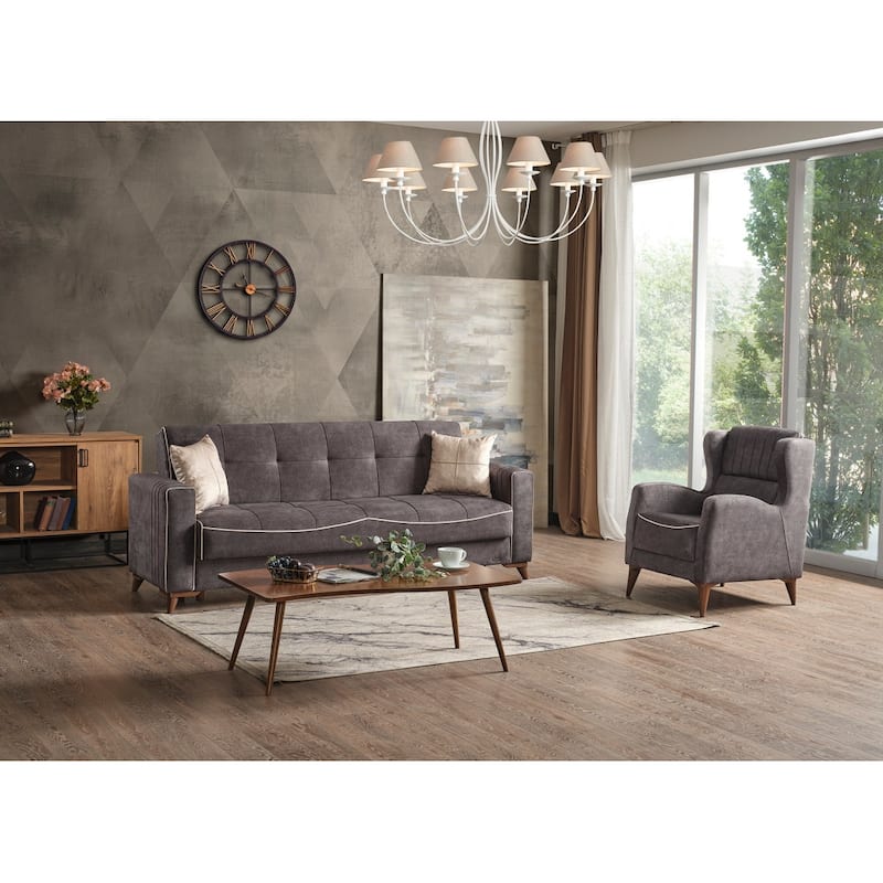 Napoli Modern Two Sofas And Two Chairs Living Room Set - Grey