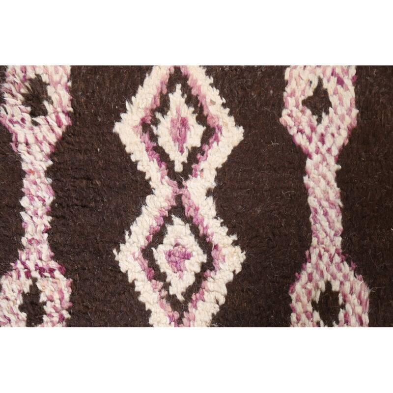 Geometric Oriental Moroccan Wool Area Rug Handmade Living Room Carpet - 7'10" x 10'9"