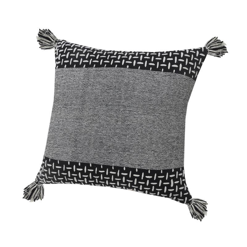 Sevita Interwoven Dash Geometric Throw Pillow with Tassels