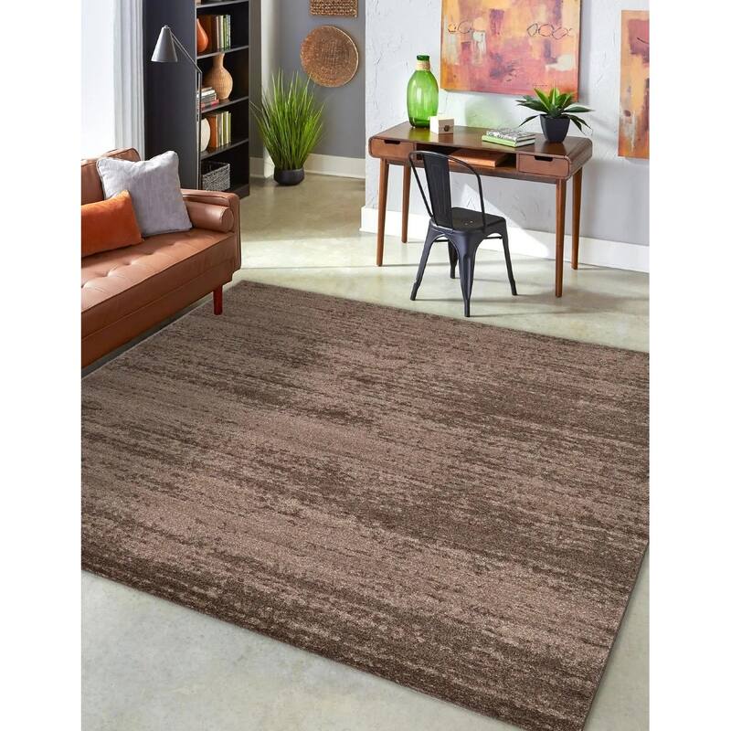 Contemporary Weby Collection Area Rug - 8' Square - Brown
