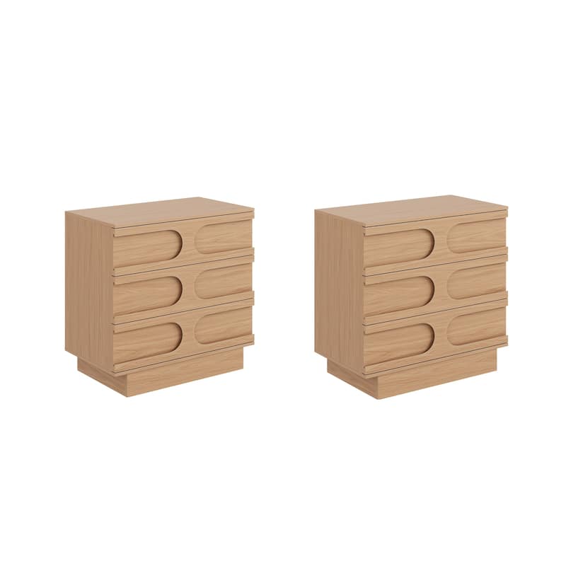 Iris 3 Drawer Dresser, Mid-Century Modern Solid Wood Dresser for Bedroom