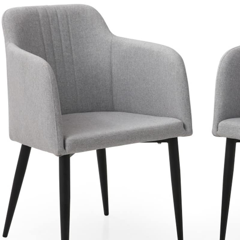 Set of Two 23" Light Gray And Black Upholstered Arm Chairs - 23' X '36.5' X '21