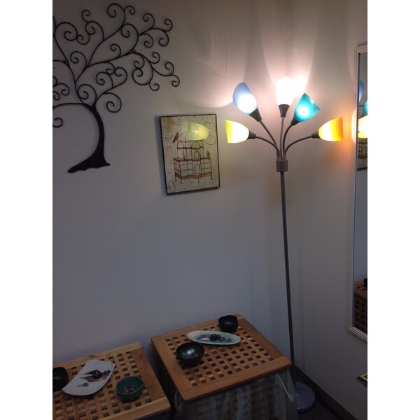 light accents medusa grey floor lamp with white acrylic shades