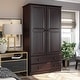 preview thumbnail 11 of 29, Palace Imports 100% Solid Wood Smart Wardrobe Armoire with 2 Drawers, Metal or Wooden Knobs Java