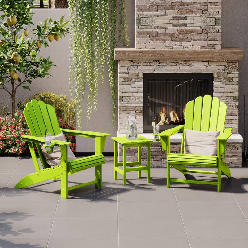 Aderson Outdoor Poly Adirondack Chair with Side Table 3-Piece Set