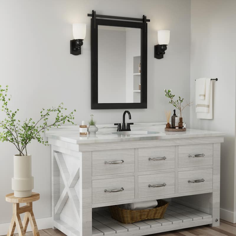 Rural Style Wall Mirrors Farmhouse Bathroom Mirrors Barn Mirror Vanity Mirror with Wood Framed(1 Piece)