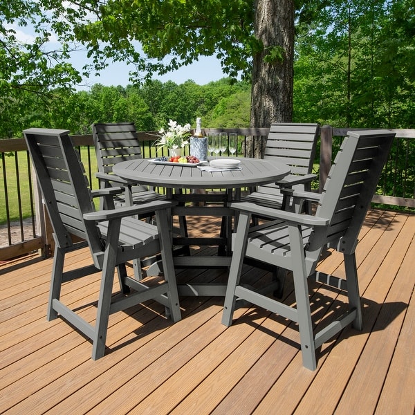 slide 2 of 51, Weatherly 5-piece Outdoor Dining Set - 48" Round Table, Counter-height