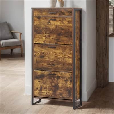 Hidden Shoe Storage Cabinet with 3 Flip Drawers,1 Drawer for Entryway