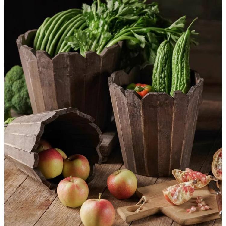 RusticReach Spliced Solid Wood Planter Round