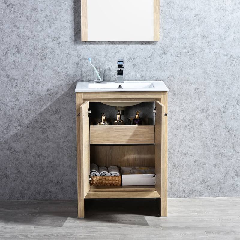 Solid Wood Bathroom Vanity with Mirror Medicine Cabinet