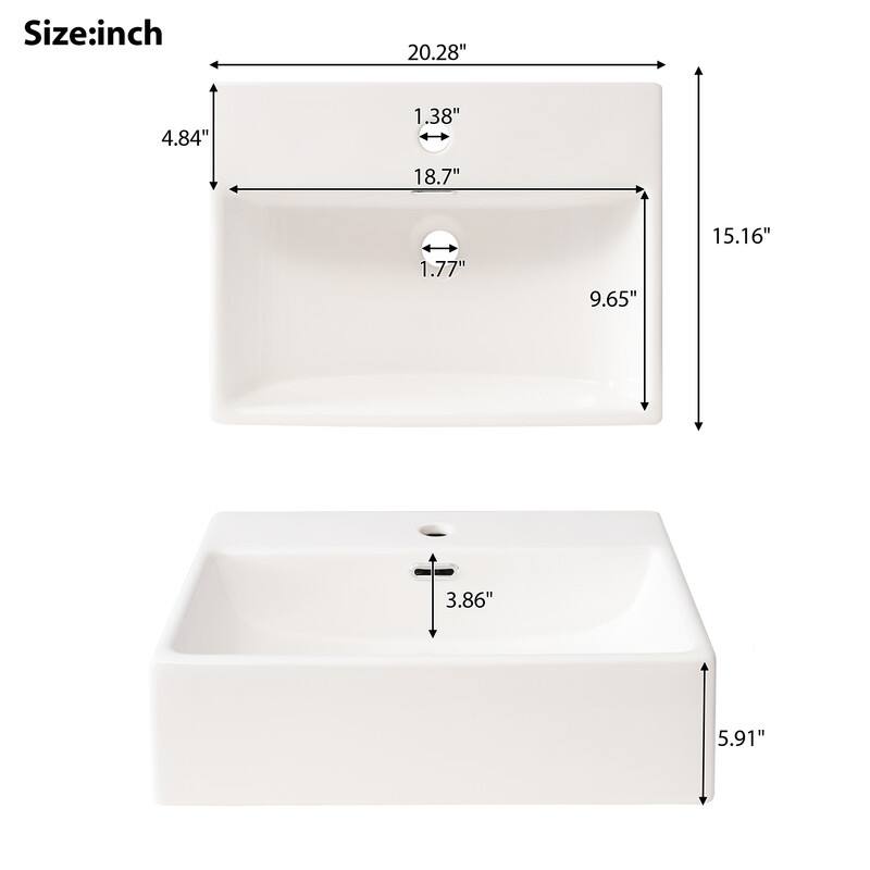 20-Inch Bathroom Vanity with Ceramic Sink and Ample Storage
