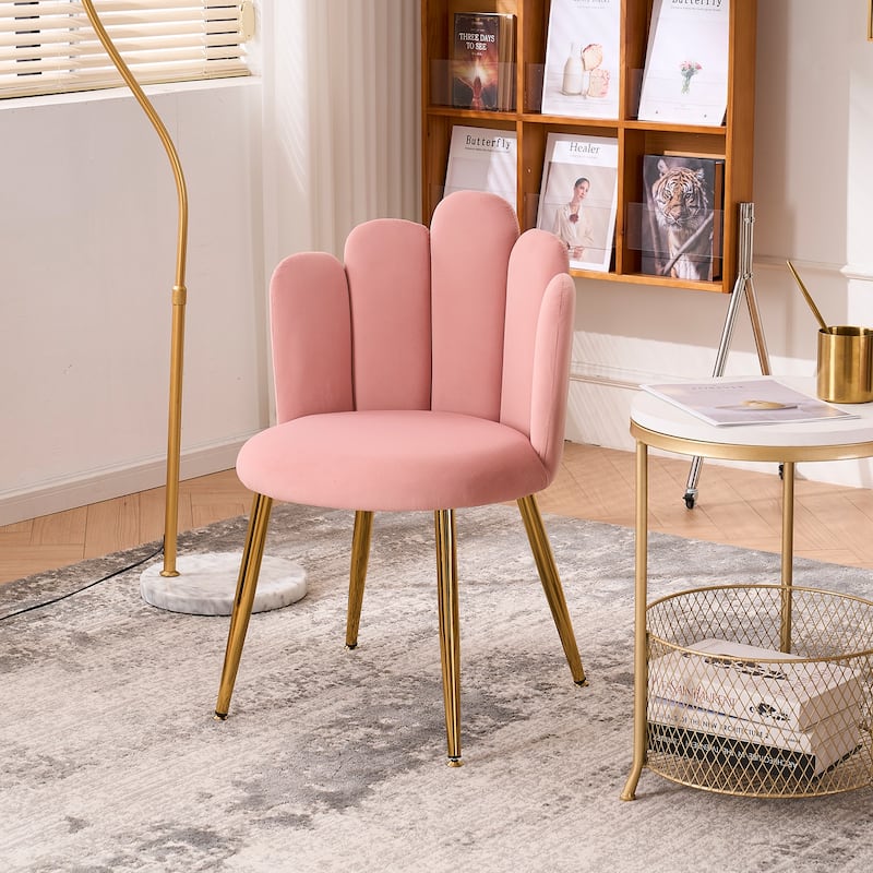 Velvet Vanity Chair Makeup Chair for Vanity with Golden Metal Legs