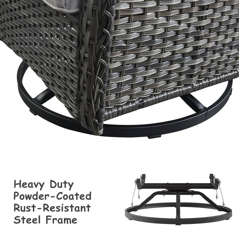 Pocassy Outdoor Wicker Glider Swivel Club Chairs (Set of 2)