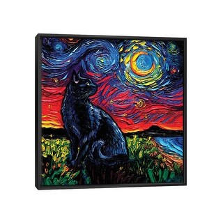 iCanvas "Black Cat Night II" by Aja Trier Framed Canvas Print