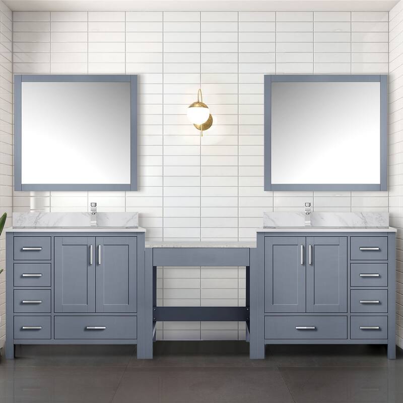 Coraline 102 in W x 22 in D Double Bath Vanity, Carrara Marble Top, and 34 in Mirrors