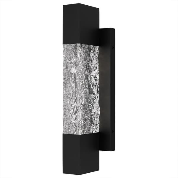 slide 2 of 5, Matte Black LED Outdoor Wall Lantern from the Solace Collection Black
