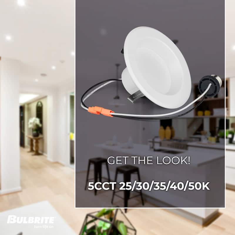 Bulbrite Pack of (4) 12 Watt 4" Integrated LED Recessed Downlight with E26 Quick Connect Adapter - multi