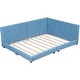 preview thumbnail 5 of 7, Queen Size Upholstered Platform Bed with USB Ports, Sturdy Wood Frame, Blue