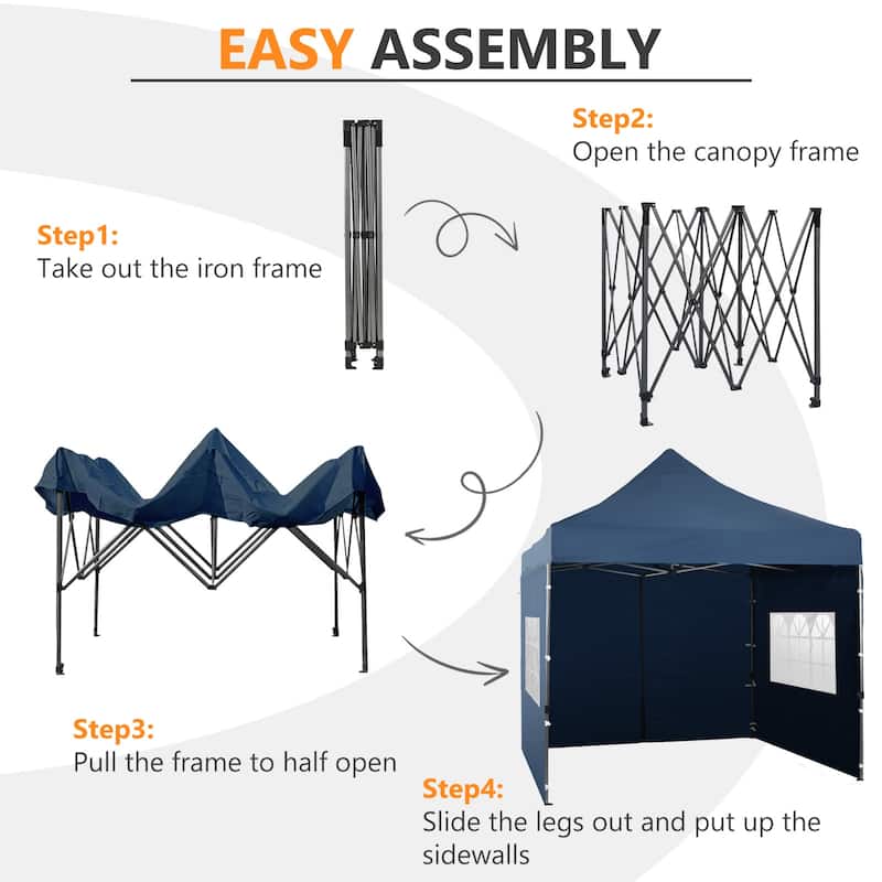 Aoodor 10' x 10' Pop Up Canopy with Church Windows Sidewalls - 10x10ft