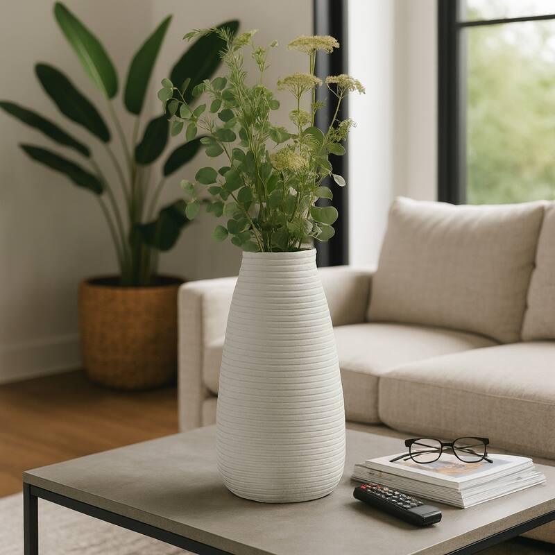 Decorative Modern Ribbed Vase - Teal