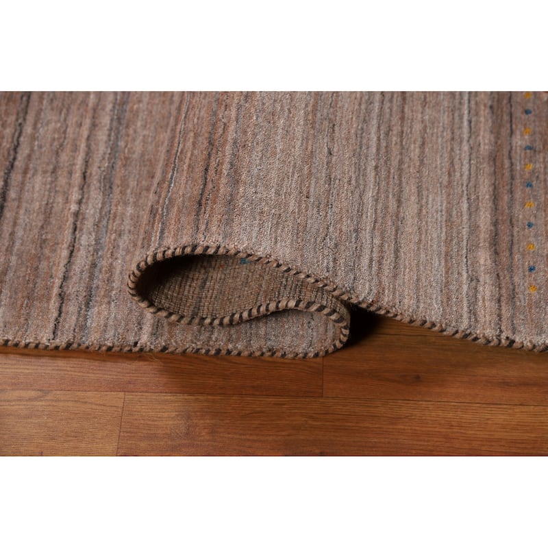Little Animals Brown Gabbeh Indian Runner Rug Handmade Wool Carpet - 2'6"x 9'9"