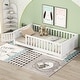 preview thumbnail 1 of 31, Twin Size Pine Wood Floor Platform Bed with Built-in Book Storage Rack, Door White
