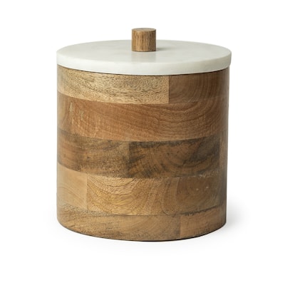 Brown Wooden Round Storage Box