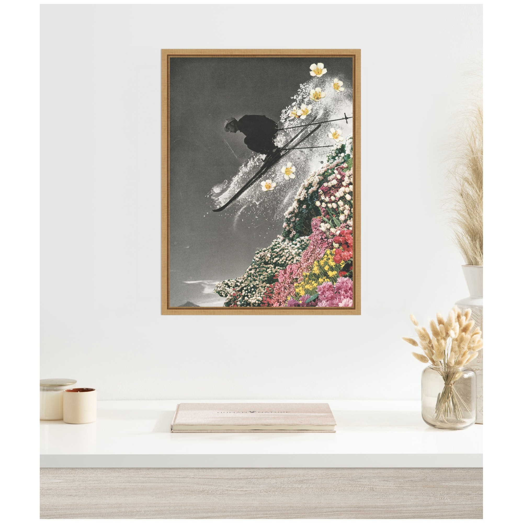 Kate and Laurel Sylvie Spring Skiing Framed Canvas by Sarah Eisenlohr