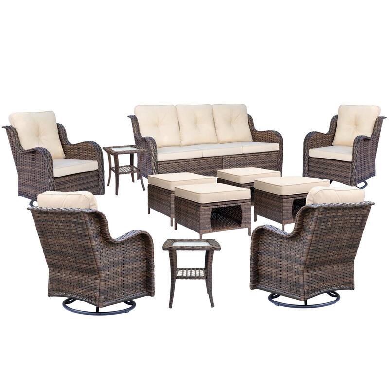 Wicker Patio Furniture Set-Outdoor Patio Conversation Seating Sets