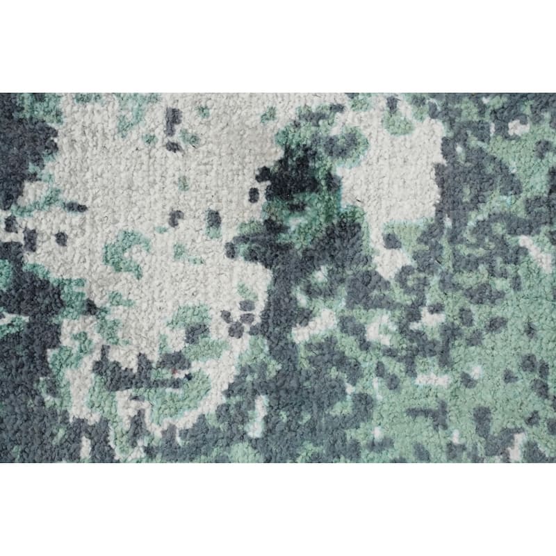 Hand Knotted Oriental Viscose Silk Carpet Modern Abstract Green Abstract Area Rug - 9' 10'' X 6' 0''