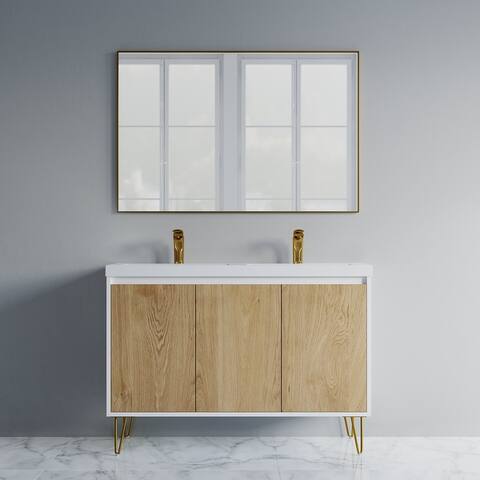 Kennan 48" Double Bathroom Vanity Set with V Legs