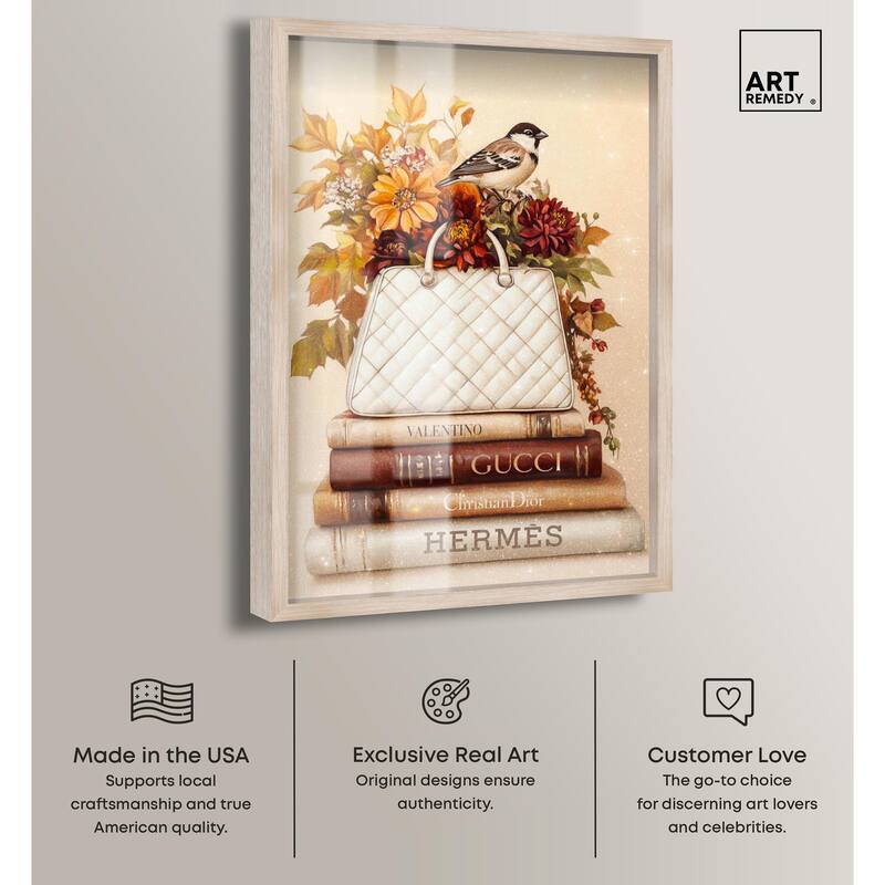 Little Bird Fall Flowers Glam Shadowbox by Art Remedy