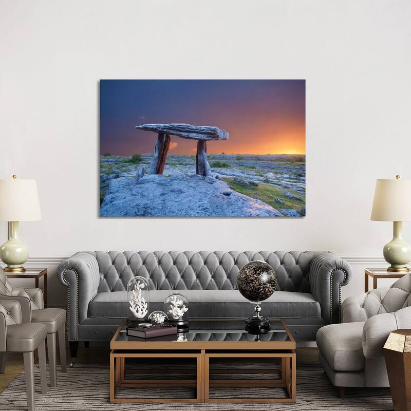 iCanvas "Fiery Dawn At Poulnabrone Dolmen, The Burren, County Clare, Ireland" by Gareth McCormack Canvas Print