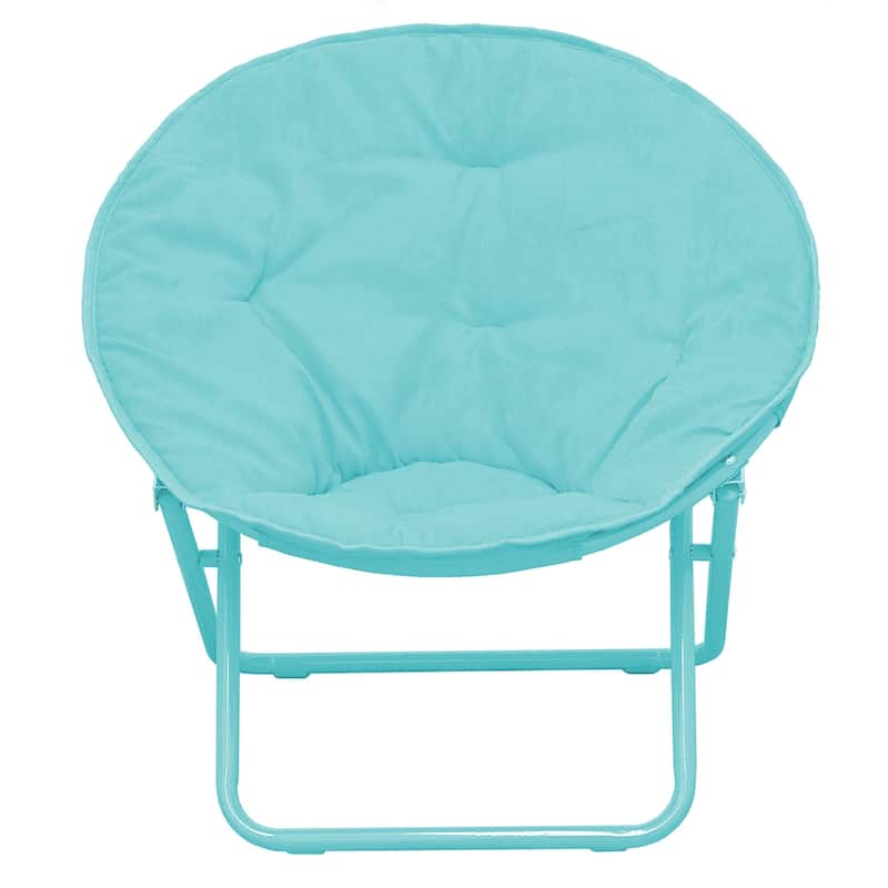Kids' Solid Color Faux Fur Folding Saucer Chair - Light Blue